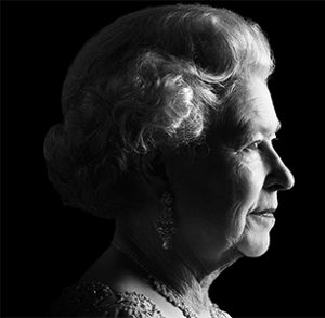 Queen Elizabeth second black and white image 2022